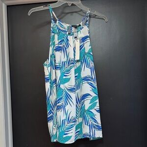 Papermoon Teal and White Leaf Pattern Blouse